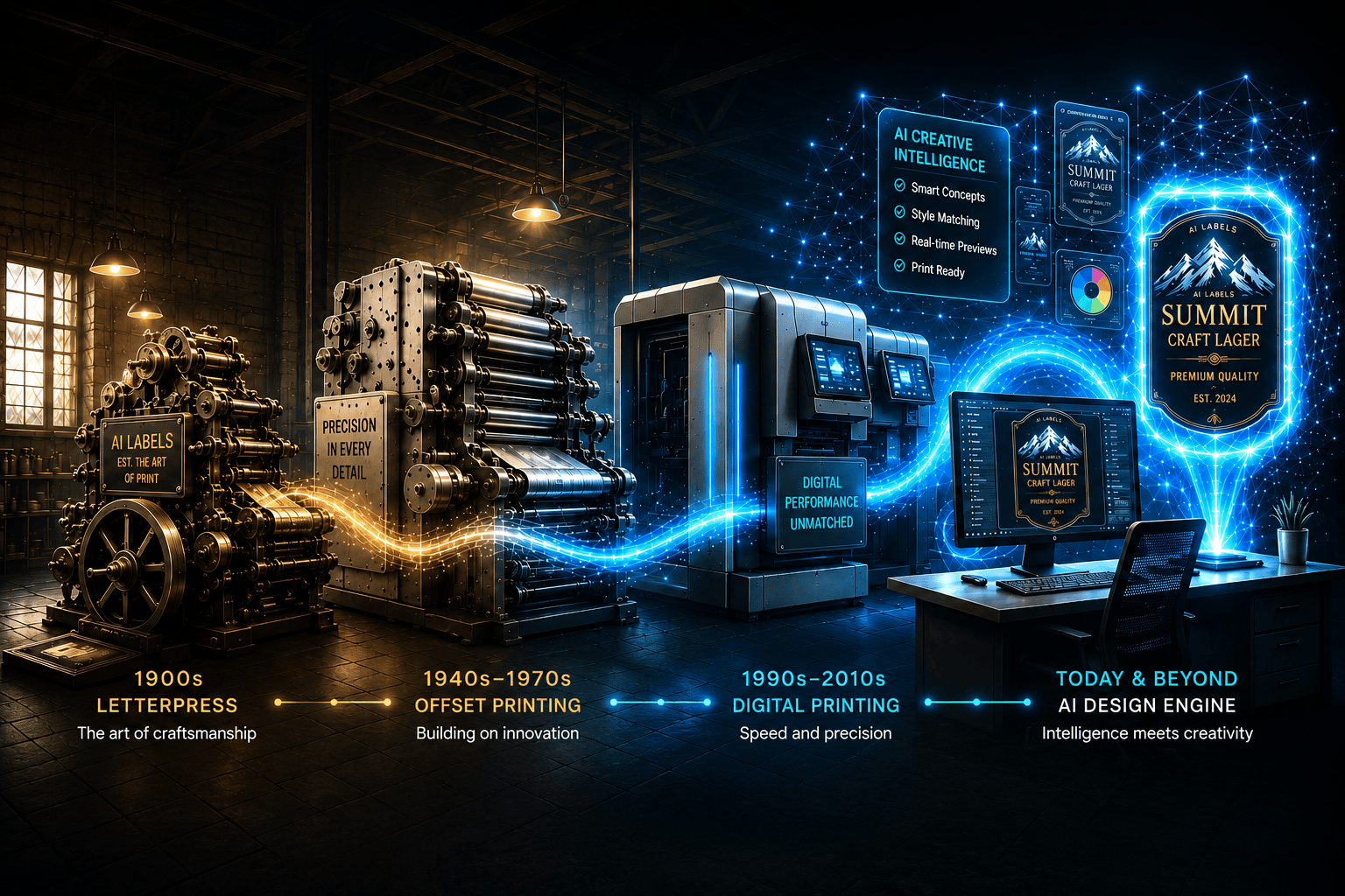 Printing technology evolving from traditional presses to artificial intelligence