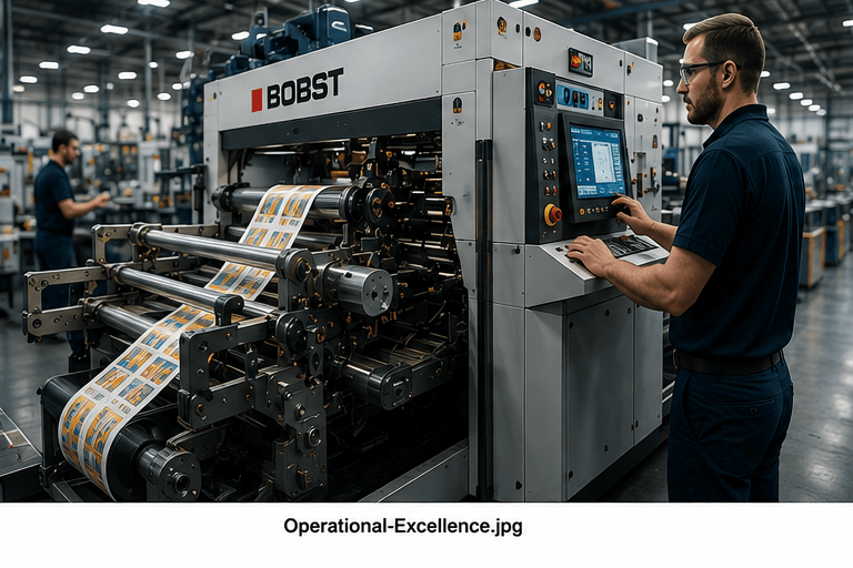 Modern label printing operation focused on efficiency