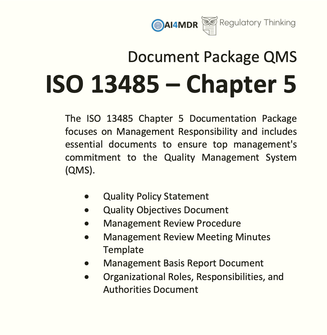 ISO 13485 Chapter 5 Documentation Package