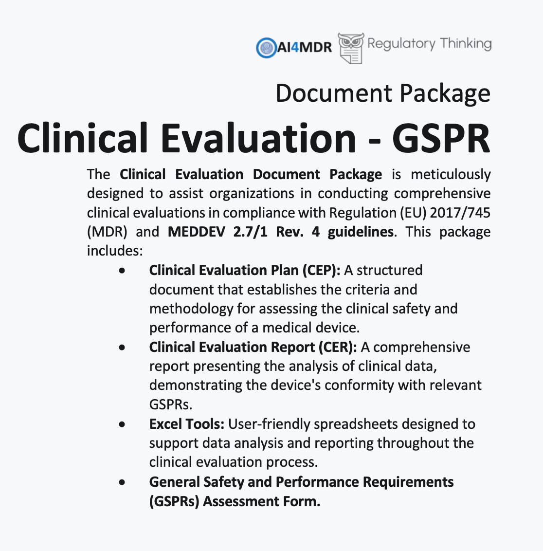 Clinical Evaluation Document Package