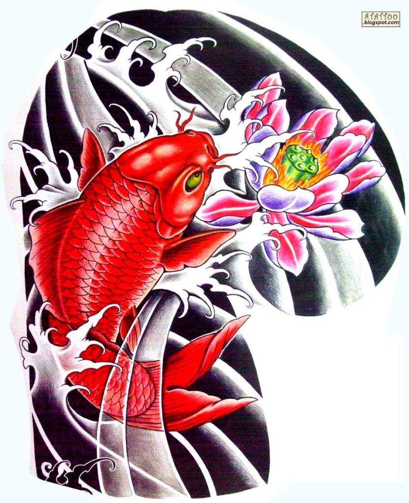 Carpa e paisagem tatuagem 50 Fotos De Tatuagens De Carpas Imagens E Desenhos Koi Tattoo Design Oriental Tattoo Koi Art