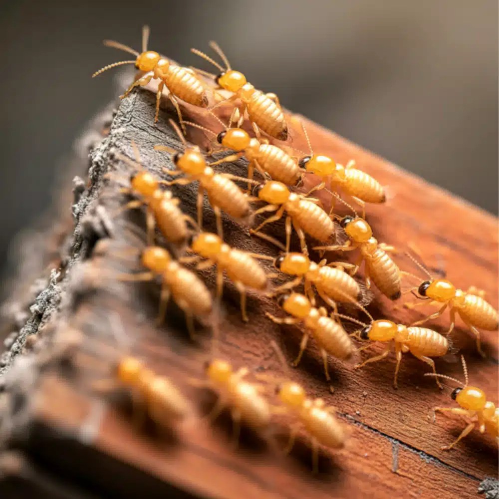 a wood covered in a multitude of termites