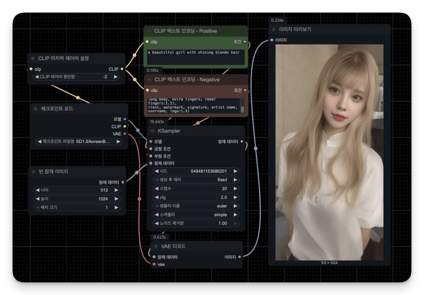 같은 구성(random seed)에서 부정 프롬프트를 구체적으로 명시