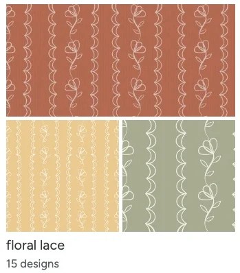 pattern collection featuring floral lace inspired vertical stripe