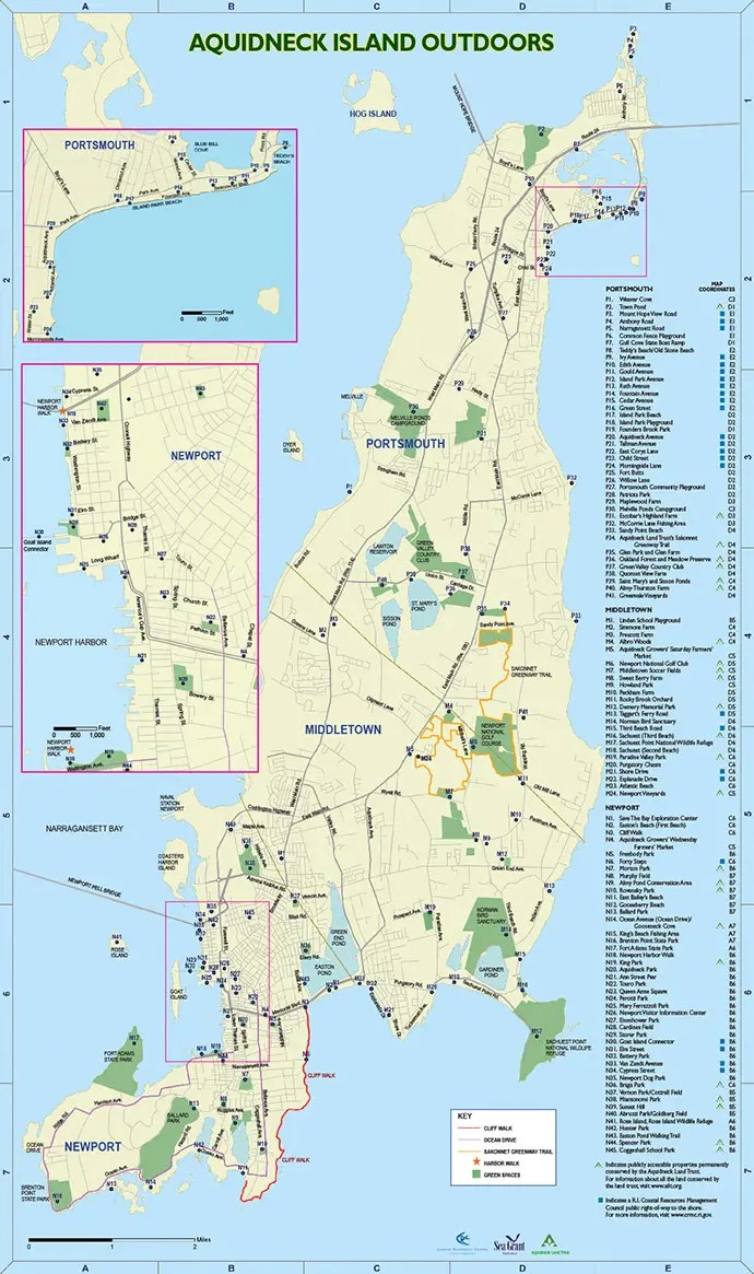 Map Of Aquidneck Island Rhode Island Trails ALT Map Side 