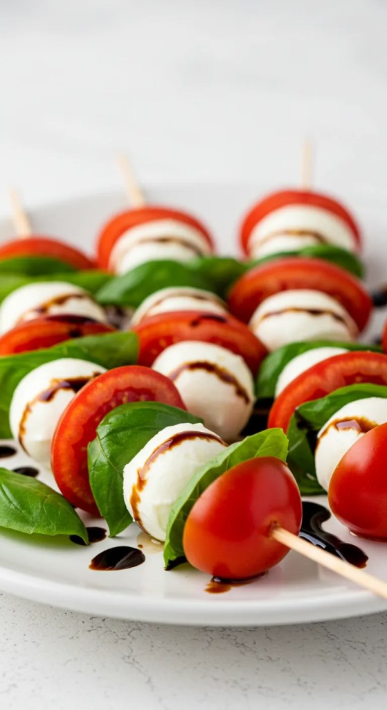 Caprese Skewers with Balsamic Drizzle