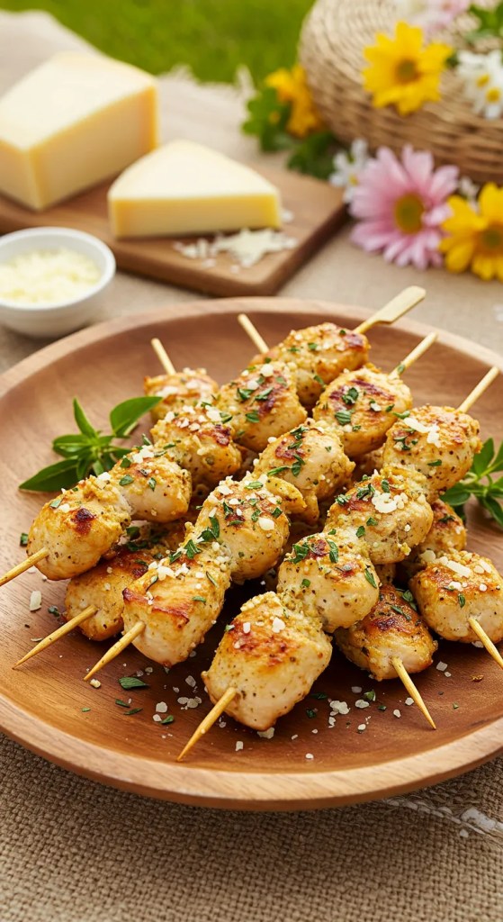Garlic Parmesan Chicken Skewers