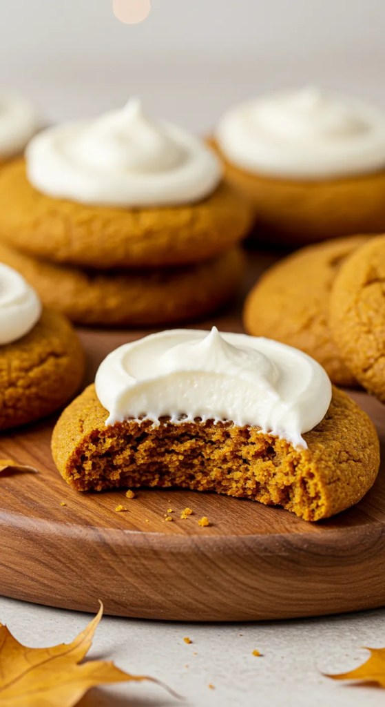 Soft Pumpkin Cookies with Cream Cheese Frosting