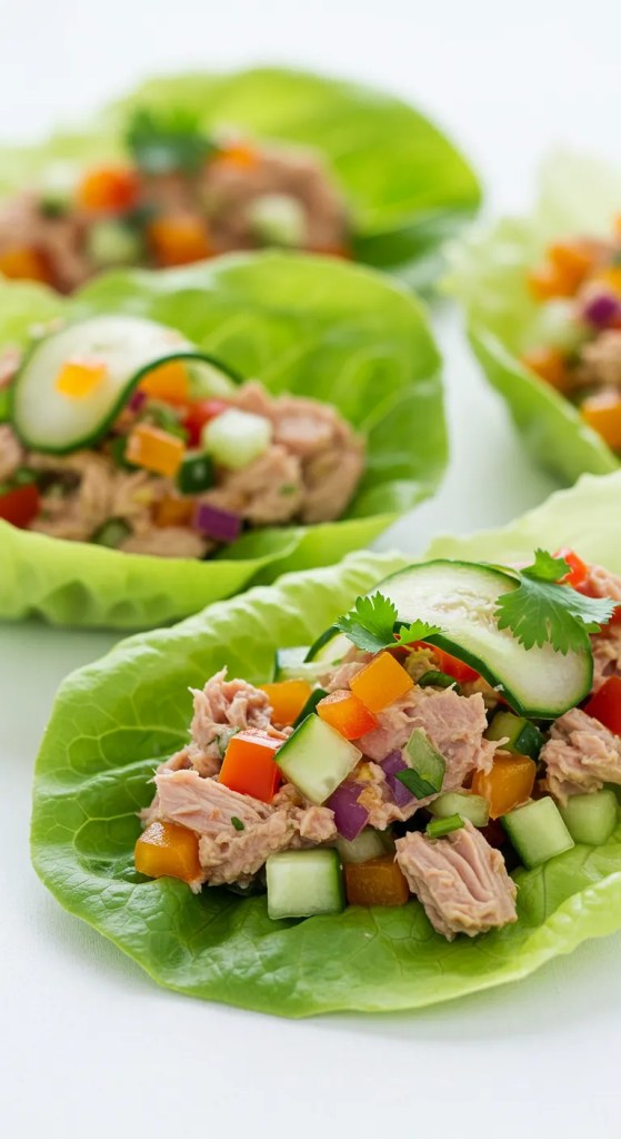 Tuna Cucumber Lettuce Wraps