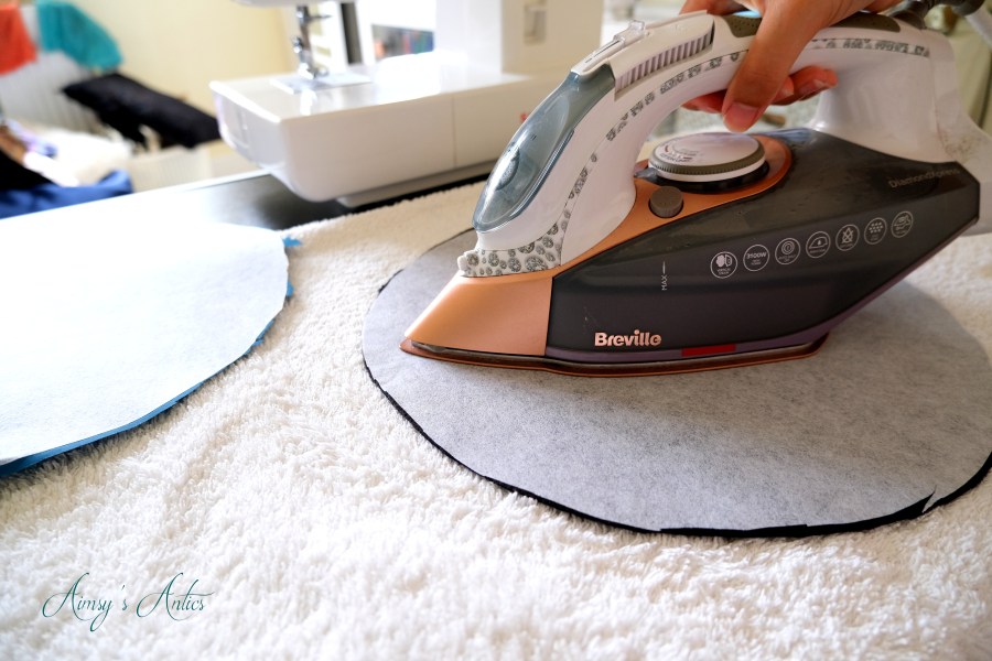 Fusing the heavy interfacing to the material