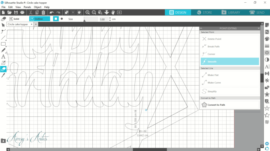 Erasing text lines in the software