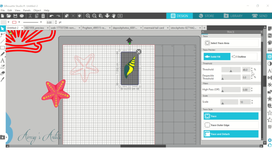Using the 'Trace' option on the cone shells