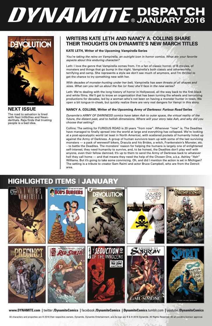 Dynamite Free Comic Friday: Rick Remender and Jonathan Wayshak's 'Devolution' #1