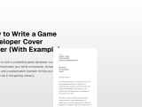 How To Write A Game Developer Cover Letter With Example