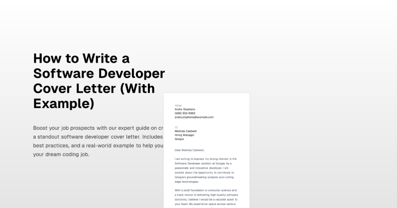 Entry Level Software Developer Cover Letter Loduquson8 - Professional Minimal Pattern - Full HD