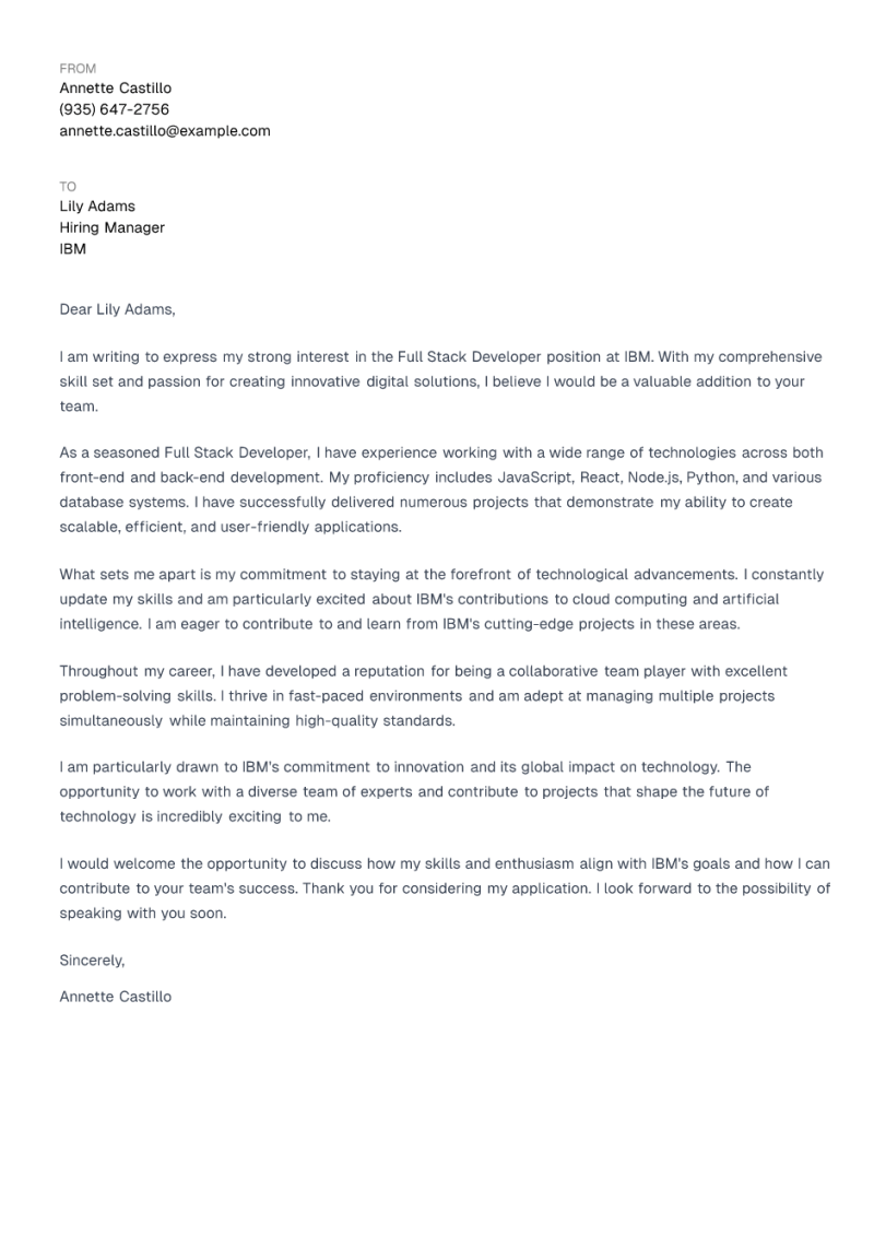 24 Full Stack Developer Cover Letter Samples Examples 2025 - Best City Images in 8K