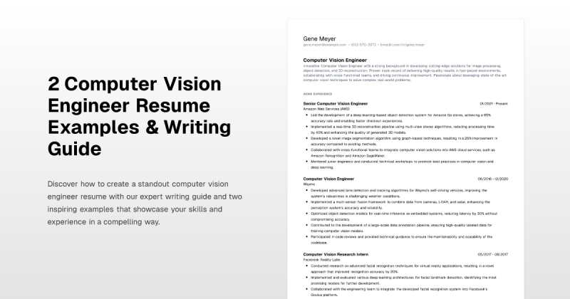 2 Computer Vision Engineer Resume Examples Writing Guide - High Resolution City Wallpapers for Desktop