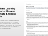 Machine Learning Scientist Resume Example Writing Guide