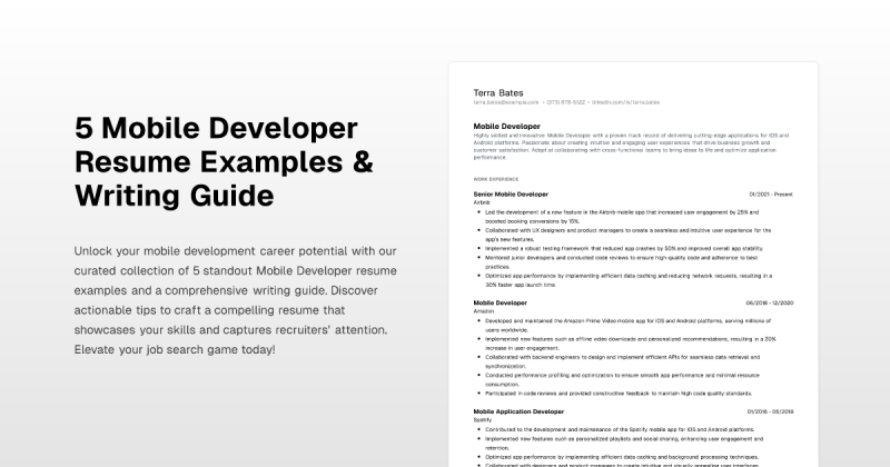 Linkedin Mobile App Developer Resume Examples Resumecat - Light Texture Collection - HD Quality