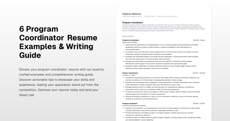 10 Program Coordinator Resume Samples Templates For 2025 - Best Mountain Pictures in Desktop