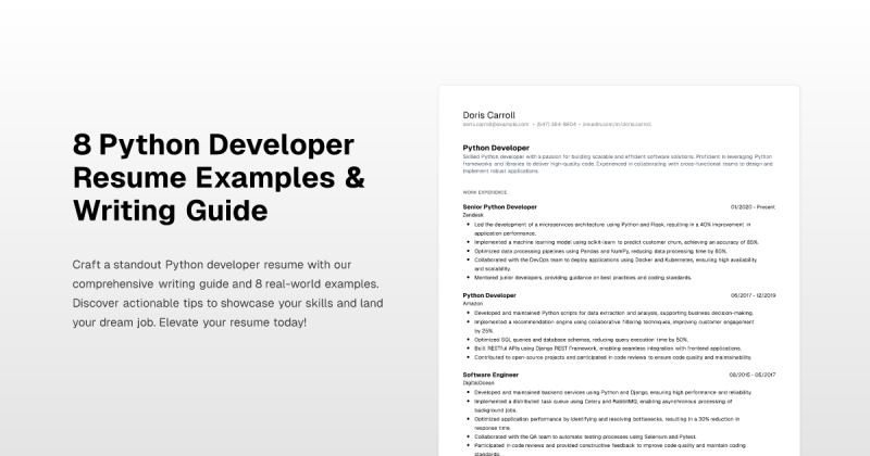 5 Python Developer Resume Examples Templates Tips - Download Modern Space Picture | Full HD