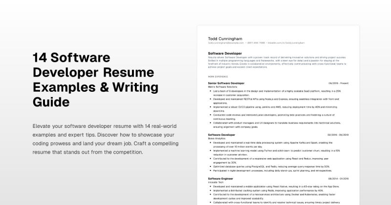 13 Software Developer Resume Examples With Guidance - Minimal Photos - Creative High Resolution Collection