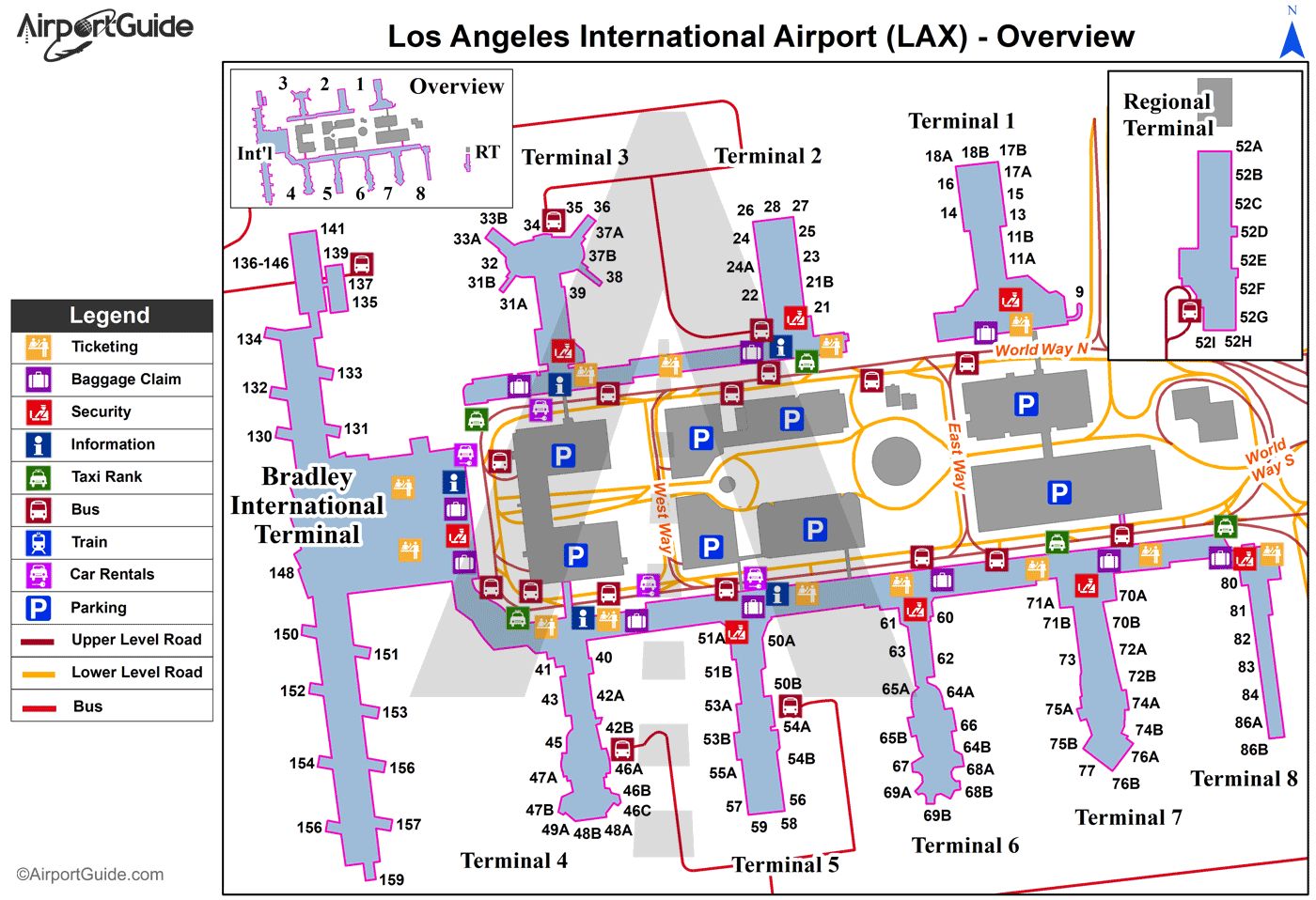 Los Angeles Airport KLAX LAX Airport Guide LAX Overview Map 