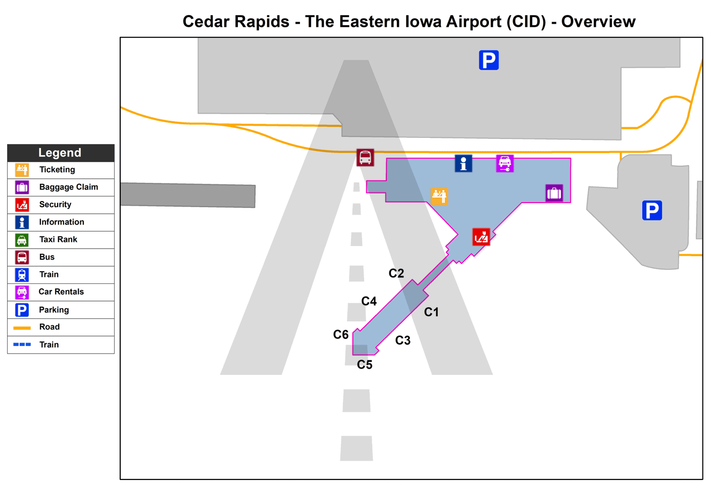 Eastern Iowa Airport CID Airport In Cedar Rapids CID Overview Map 