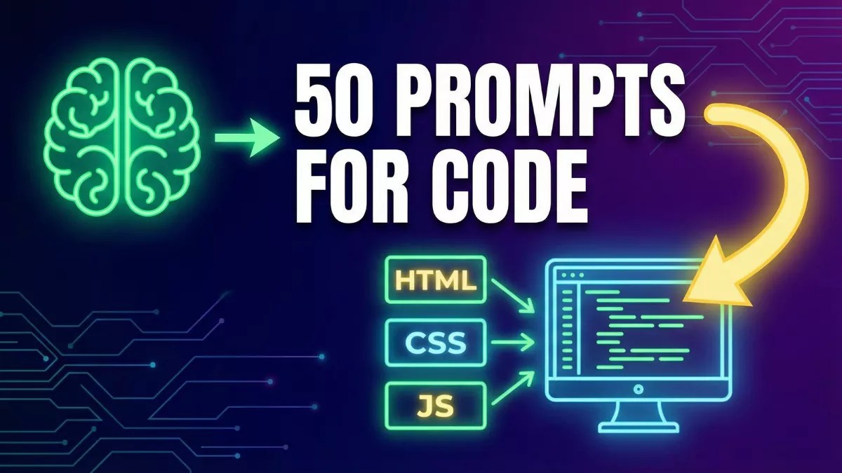 This guide shares 50 ready to use ChatGPT prompts that help you generate HTML, CSS, and JavaScript code with real value.