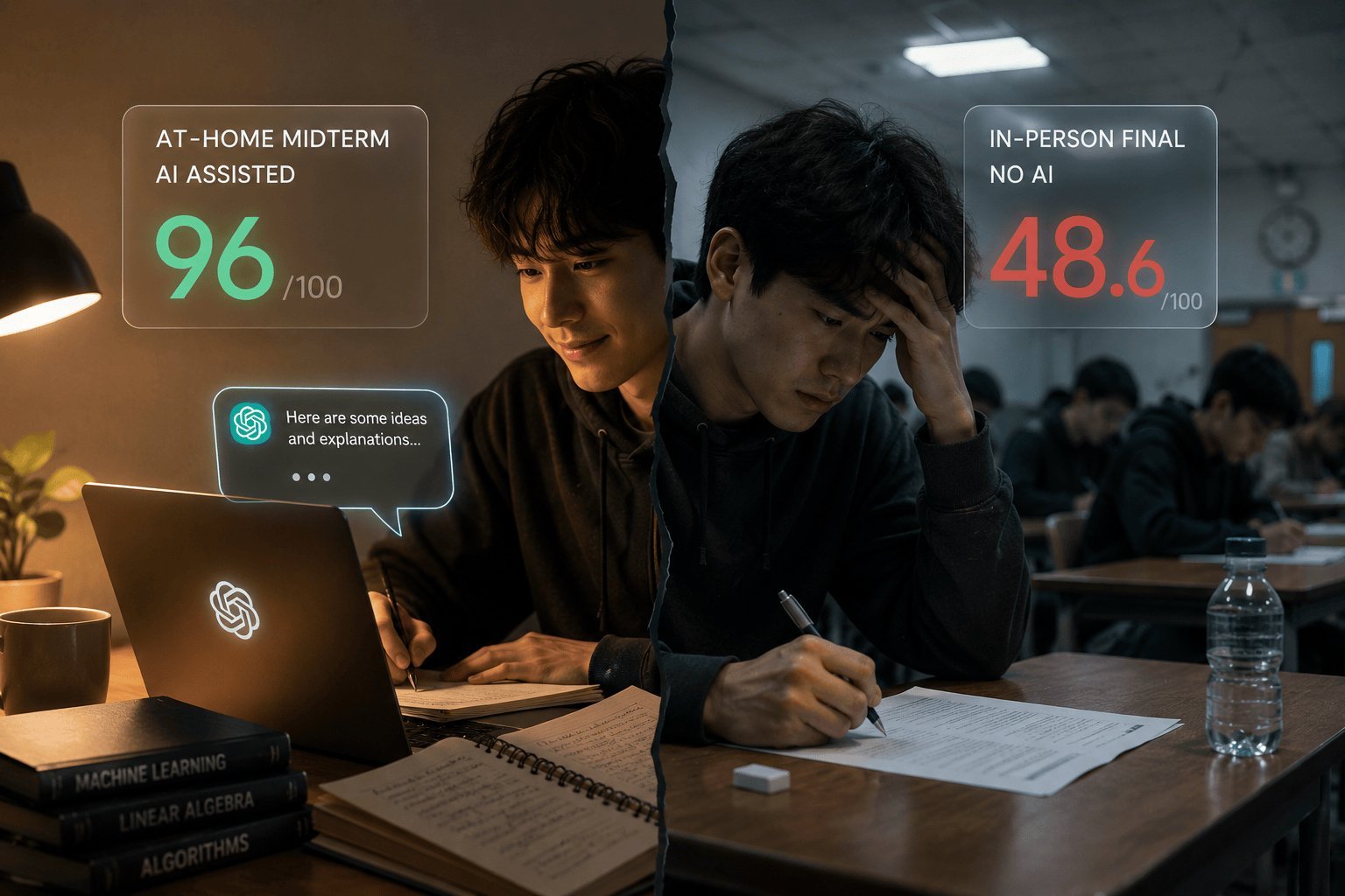 AI로 받은 96점, 직접 치른 시험에서는 48점이 됐다