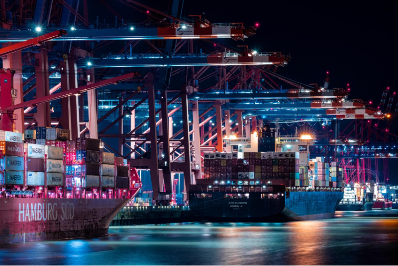 ai powered container ship with digital navigation systems and route optimization technology