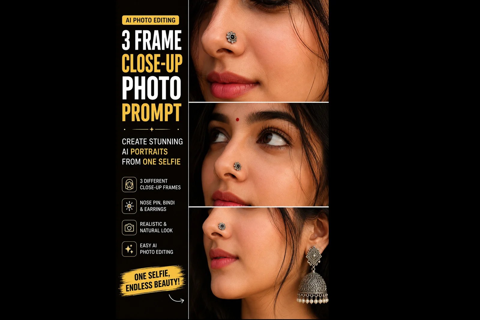 3 Frame Close-Up Photo Prompt