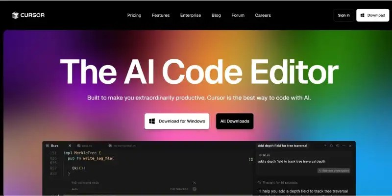 Cursor AI editor for developers looking for bolt ai alternatives
