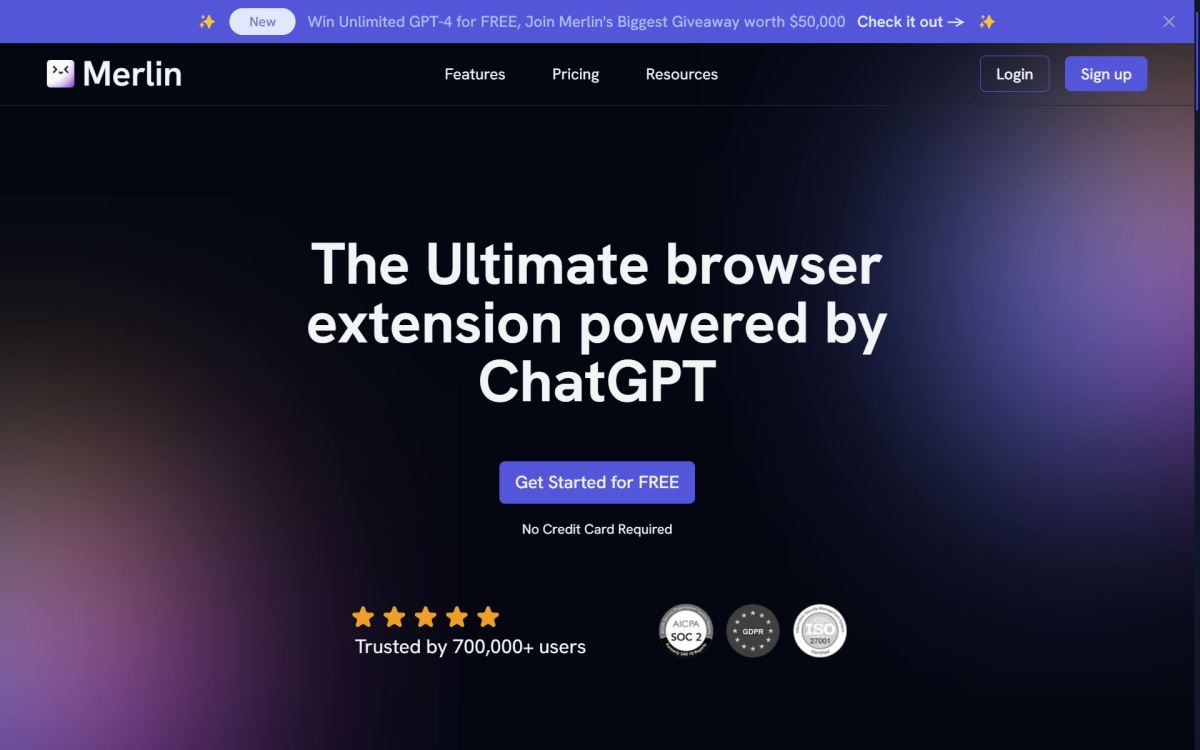 Merlin AI _ One-click access to ChatGPT & GPT-4 on all Websites