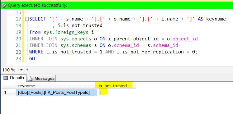 Non-Trusted Foreign Keys
