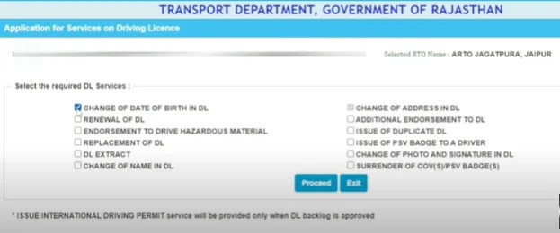 application for services on driving licence