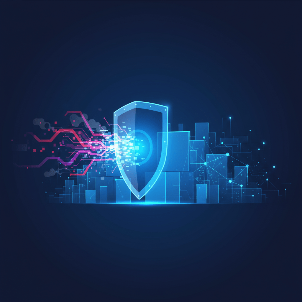 Visual representation of a web application firewall protecting a WordPress site