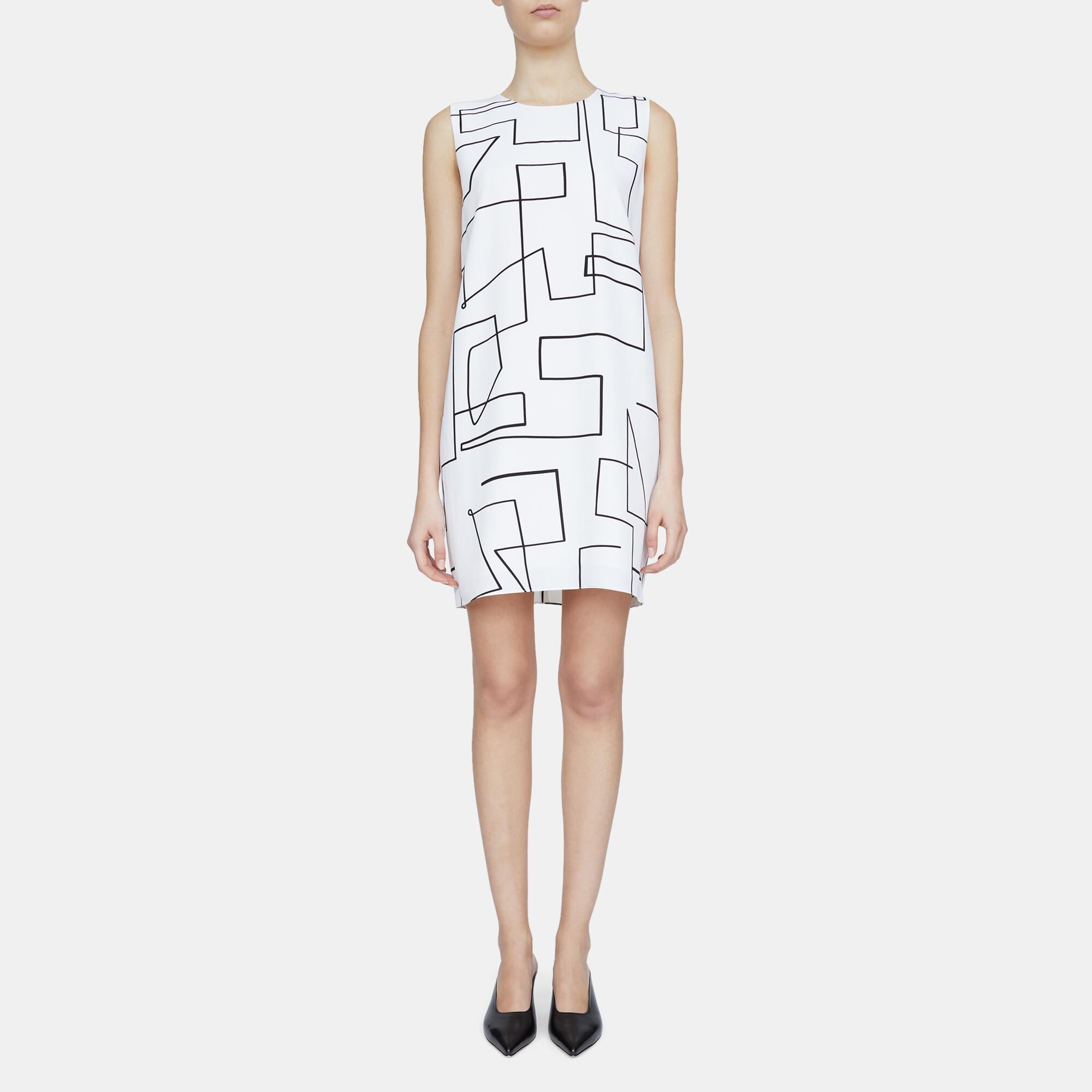 Abstract line print column dress