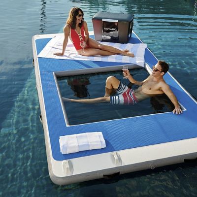 Kids inflatable safety flocked toddler airbed camping air bed + pump travel . Floating Dock with Hammock | Frontgate