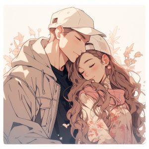 寄り添い合い、目をつぶる男女のカップル