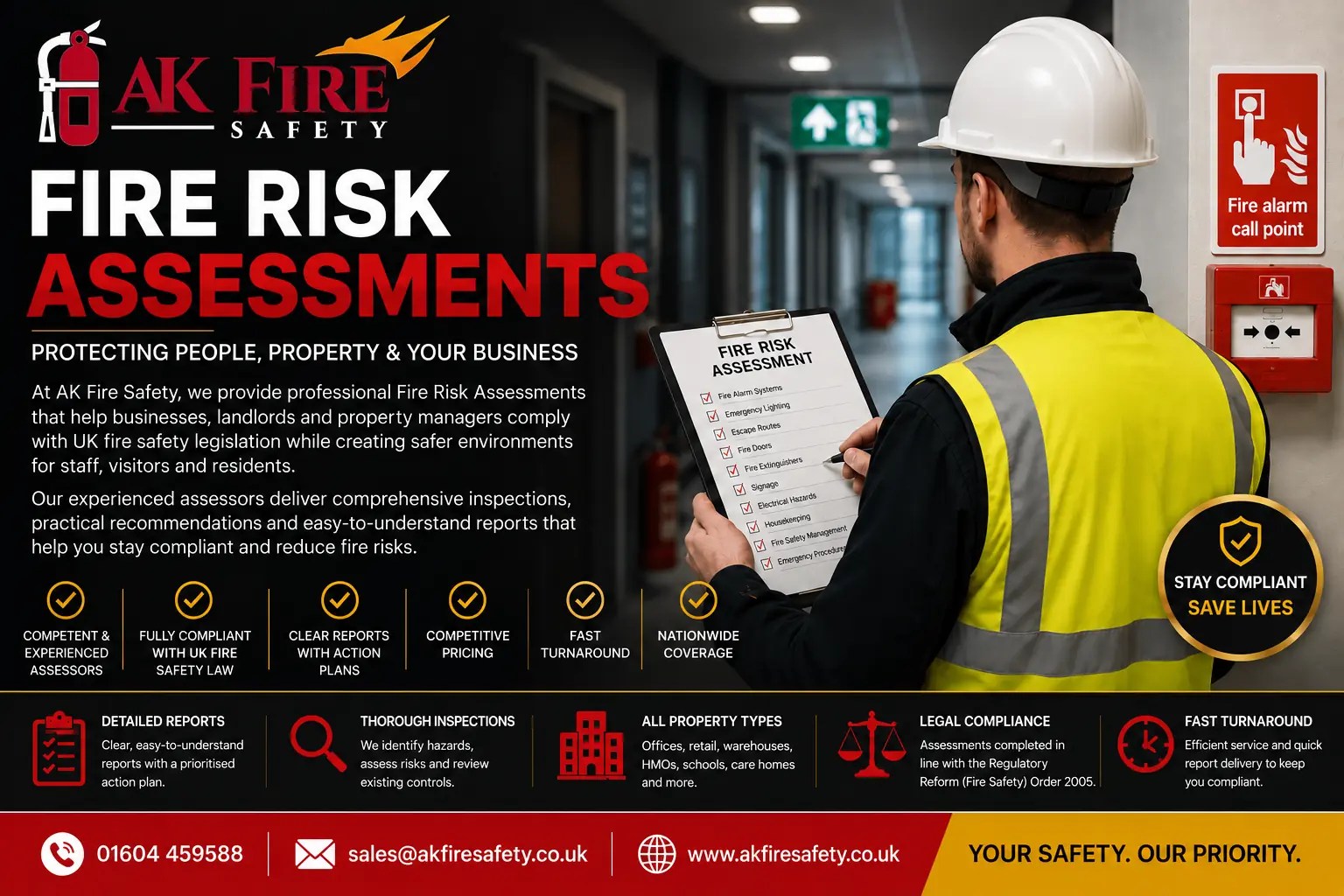 Professional Fire Risk Assessment by AK Fire Safety for businesses, landlords and commercial properties across the UK.