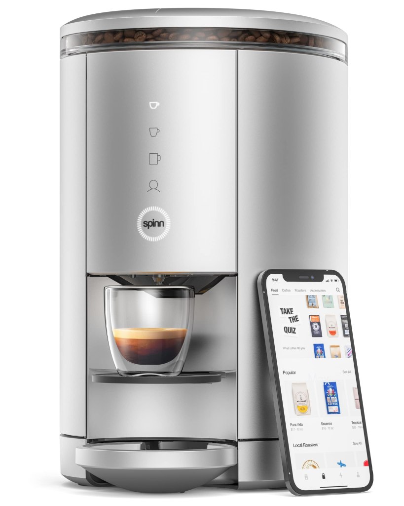 Amazon.com: SPINN Máquina de café y café, cafetera automática inteligente WiFi, combo de máquina de café frío y café expreso con molinillo centrífugo programable, compatible con línea de suministro de agua, sin