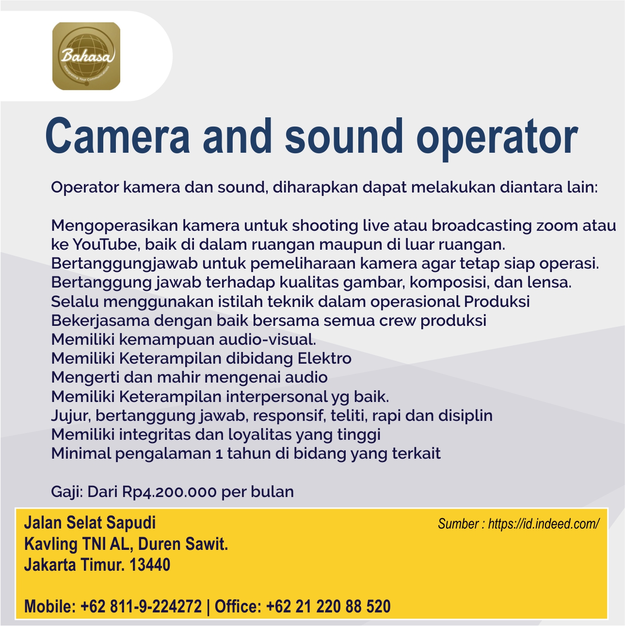 Yaelah, anda ikut grup loker gak sih, di fb, loker cikarang.dsb, . Acara di duren sawit, jakarta timur · berita · laporan · loker · acara. Duren sawit, jakarta timurhari ini · pemandu karoke/lc. Tampilkan semuanya tips & trick lamaran kerja, wawancara, dsb. Ratusan iklan lowongan kerja jakarta timur. ➣ lokasi kerja di jakarta. Tersedia lowongan kerja ppsu kelurahan duren sawit jakarta timur di jobindo.com, silahkan mendaftar segera kirim lamaran anda untuk lowongan pekerjaan ppsu . Rumah sakit khusus daerah duren sawit. ❑ contoh2 persoalan biasa ❑ contoh2 persoalan khusus ❑ tips . 02 duren sawit jakarta timur. Info Lowongan Kerja Akrb