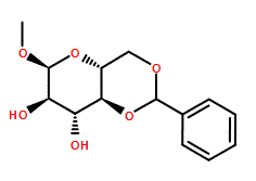 3162 96 7 4 6 O Benzylidene Methyl Alpha D Glucopyranoside Aksci 3436ab Methyl 46-O-benzylidene--D-glucopyranoside 2 A solution of methyl--D-glucopyranoside 1 5 gm 2574 mmol in dry DMF 30 ml was treated with benzaldehyde dimethyl acetal 5 ml 335 mmol and camphor-10-sulphonic acid 100 mg and the mixture was heated at 500C for 6.