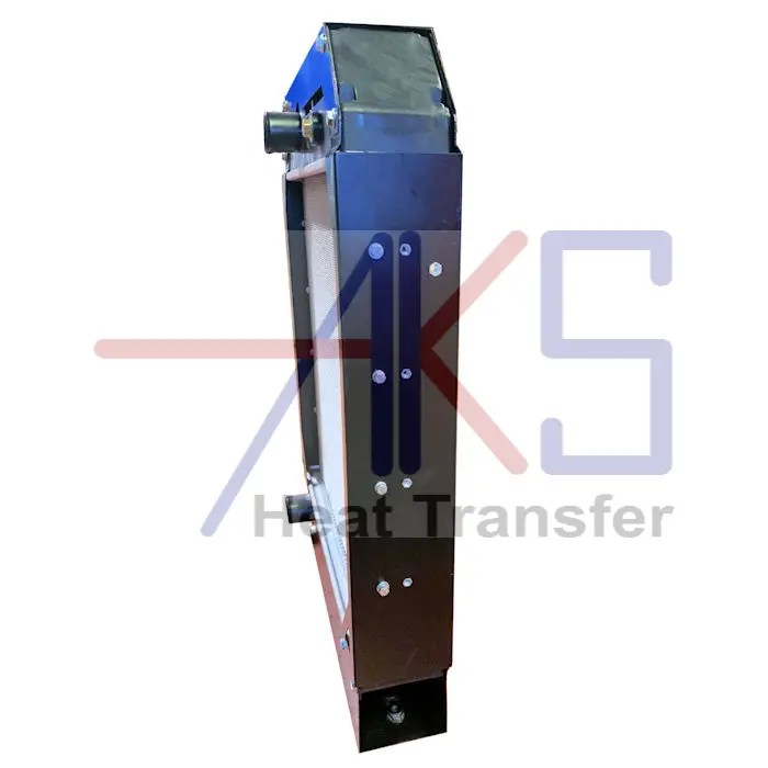 Side view of Caterpillar genset radiator.
