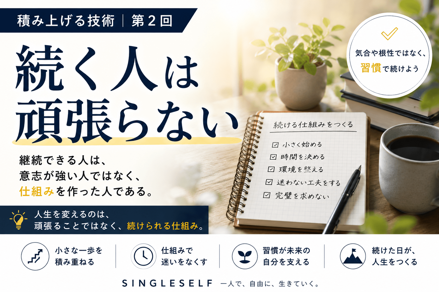 【第2回】続く人は頑張らない｜継続できる人の仕組みの作り方