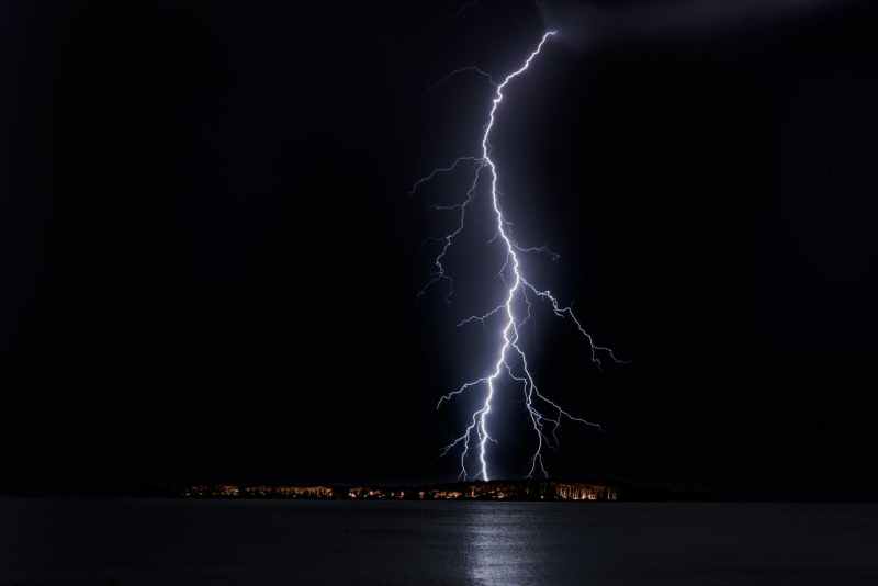 lightning strike on city