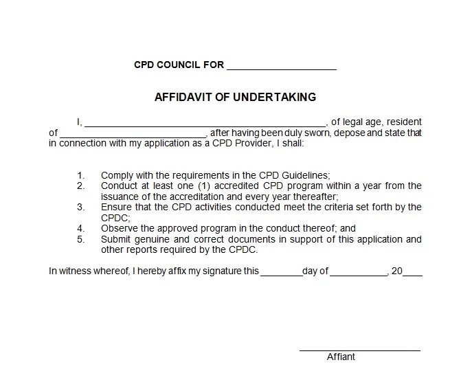 CPD Certificate of Undertaking