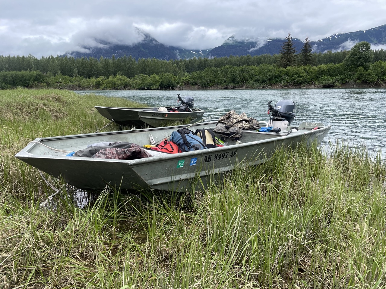 Parking the boats to do some exploring