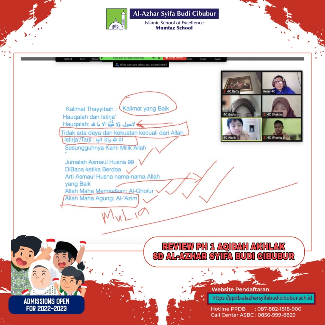 kalimat ini menegaskan bahwa allah itu kuat, tidak ada satupun yang dapat menandingi kekuatan allah swt, semua makhluk akan lemah, binasa dan tidak memiliki kekuatan apapun kecuali dengan pertolongan allah. Review Ph 1 Aqidah Akhlak Sd Al Azhar Syifa Budi Cibubur Al Azhar Syifa Budi Cibubur